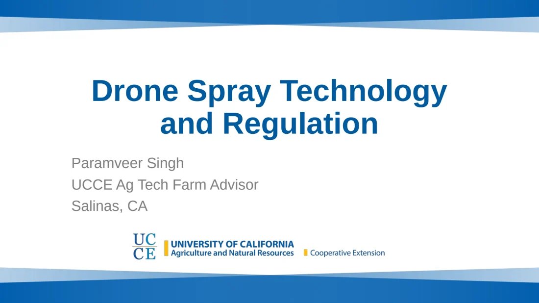 Title slide: Drone Spray Technology and Regulation